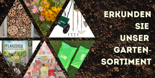 Gartensortiment auf Rollrasen.de Erden, Saatgut, Pflanzen, Dünger, Gartengeräte, Gartendekoration