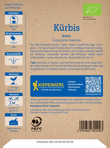 Bio-Saatgut Hokaido-Kürbis 
